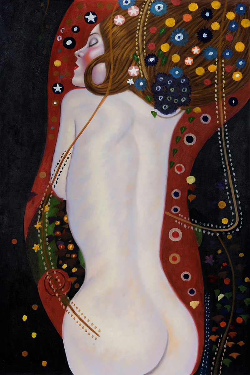 Sea Serpents IV full view - Gustav Klimt Paintings